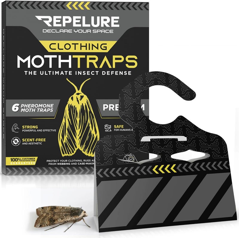 Repelure Premium Moth Traps for Clothes - Strongest Luring and Stickiest Closet Moths Traps - Killer Indoor Repellent for Closets (6 Pack) - Image 1